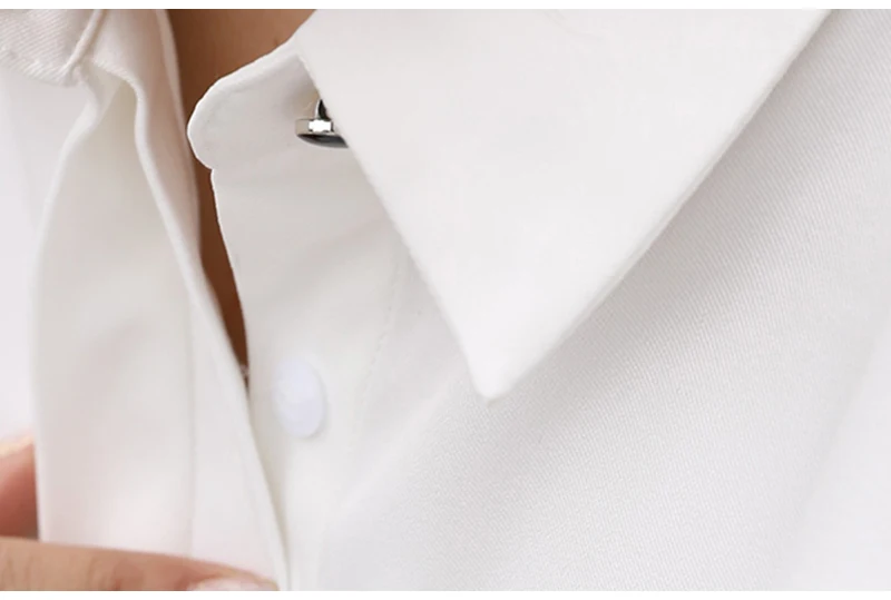 CJFHJE OL Style Formal Women Shirts White Turn-Down Collar Tops Elegant Workwear Female Blouse Single-Breasted Long Sleeve Shirt