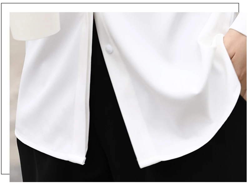 CJFHJE OL Style Formal Women Shirts White Turn-Down Collar Tops Elegant Workwear Female Blouse Single-Breasted Long Sleeve Shirt