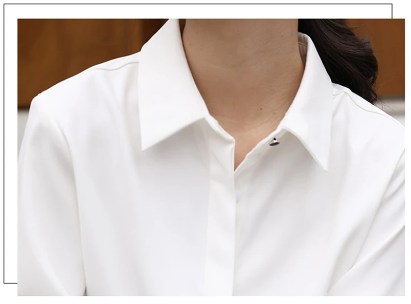 CJFHJE OL Style Formal Women Shirts White Turn-Down Collar Tops Elegant Workwear Female Blouse Single-Breasted Long Sleeve Shirt