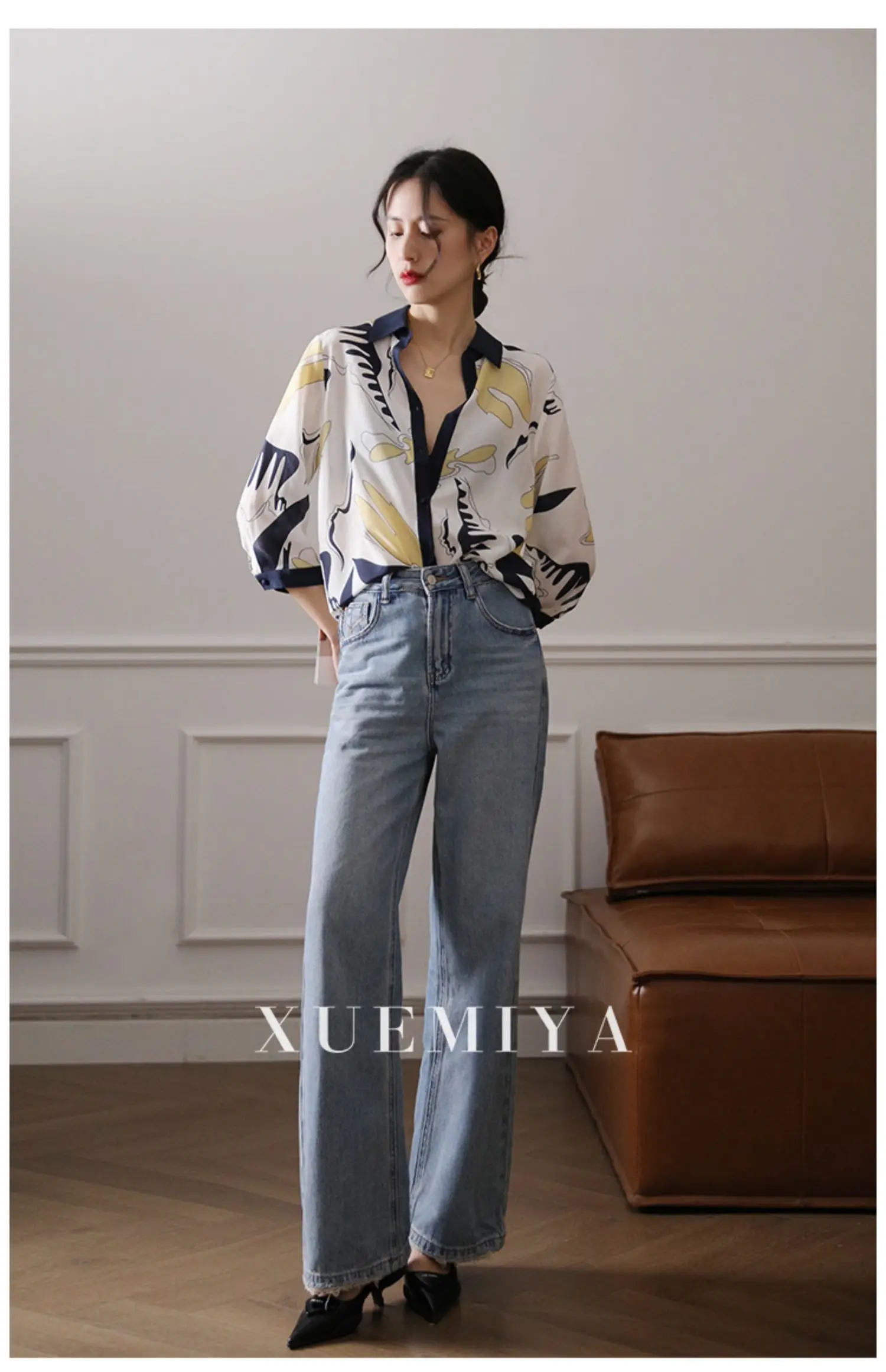 Fashion ladies shirts France style woman blouses 2025 Spring Summer half sleeve Tops blusa mujer