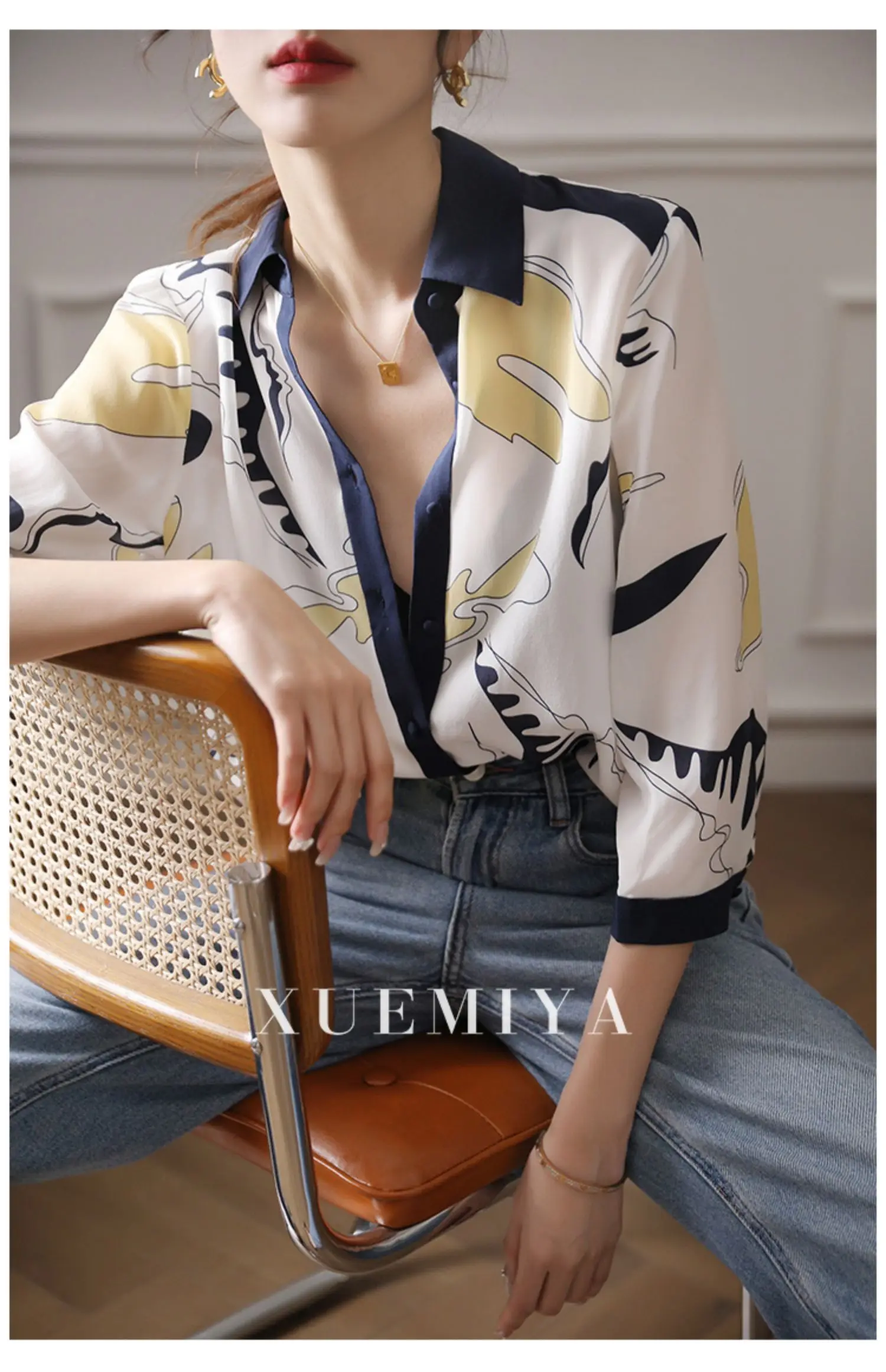 Fashion ladies shirts France style woman blouses 2025 Spring Summer half sleeve Tops blusa mujer