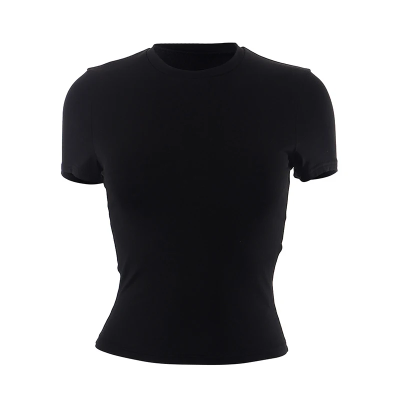 2025 Spring New Short Sleeve T-Shirt Women Solid Simple Casual Soft All-Match Hot Basic Crop Tops Tees Summer Fashion