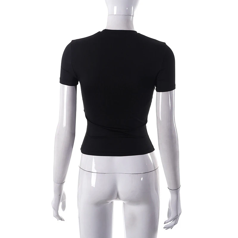 2025 Spring New Short Sleeve T-Shirt Women Solid Simple Casual Soft All-Match Hot Basic Crop Tops Tees Summer Fashion