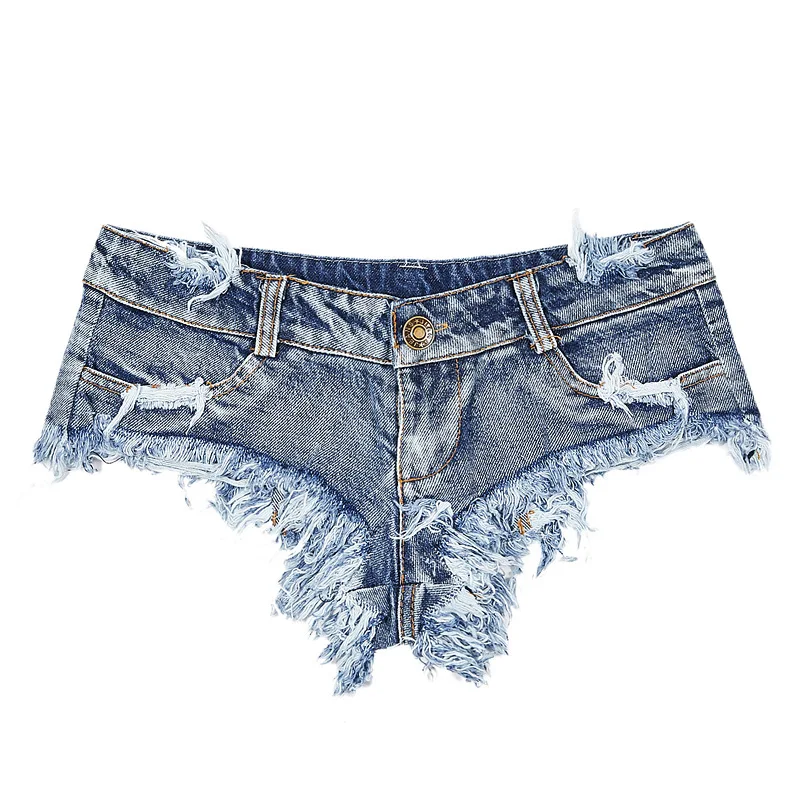 2026 New Summer Women's Low Waist Sexy Thong Mini Denim Shorts Jeans With Pockets Nightclub,