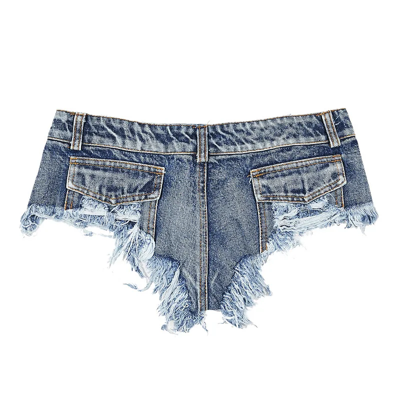 2026 New Summer Women's Low Waist Sexy Thong Mini Denim Shorts Jeans With Pockets Nightclub,