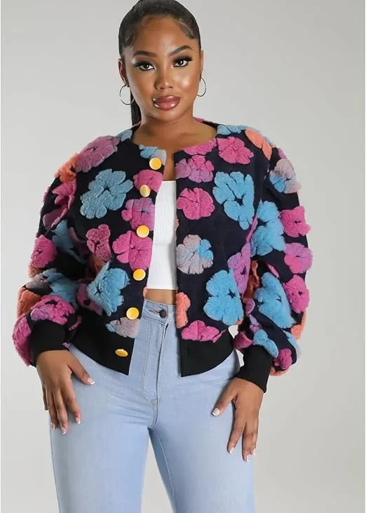 FAGADOER Fashion Street Jacquar Button Long Sleeve Coats Women Slim Vintage Jacket Autumn Elegant Lady Top Clothing Streetwear