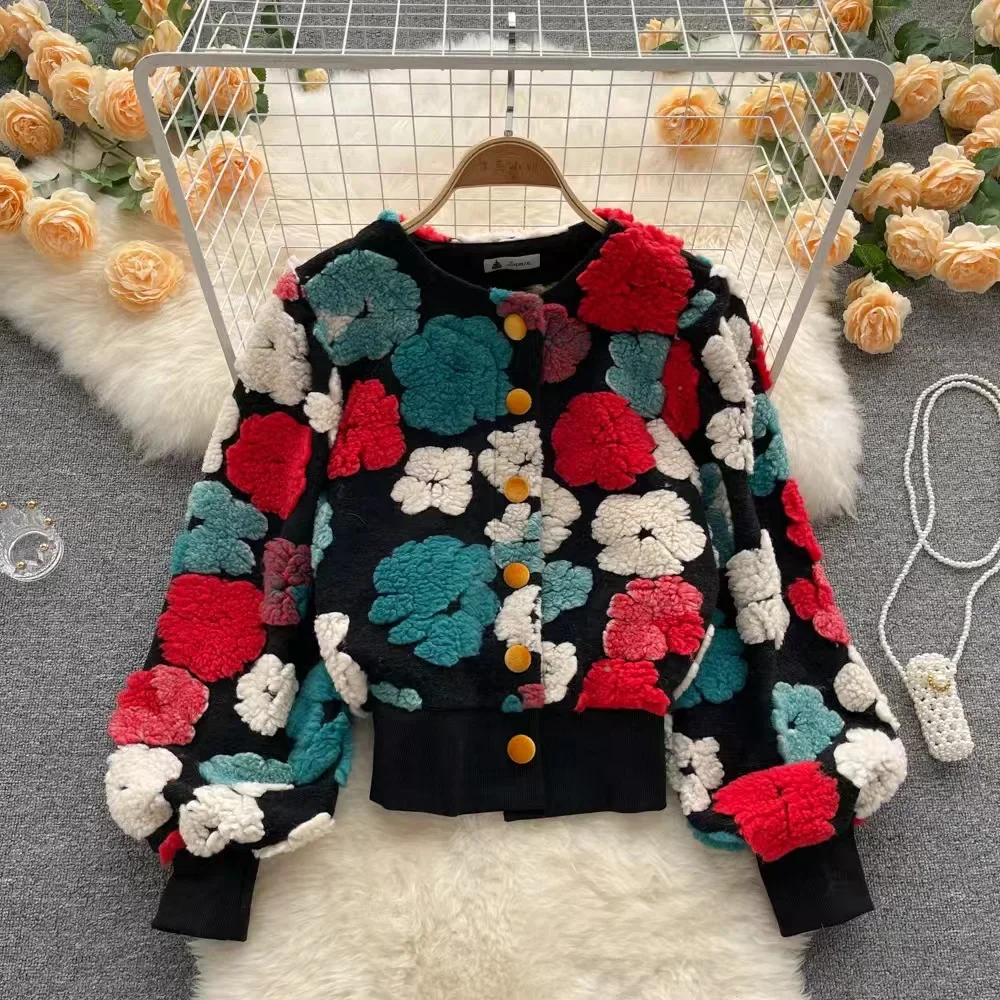 FAGADOER Fashion Street Jacquar Button Long Sleeve Coats Women Slim Vintage Jacket Autumn Elegant Lady Top Clothing Streetwear