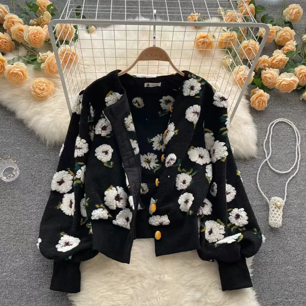 FAGADOER Fashion Street Jacquar Button Long Sleeve Coats Women Slim Vintage Jacket Autumn Elegant Lady Top Clothing Streetwear