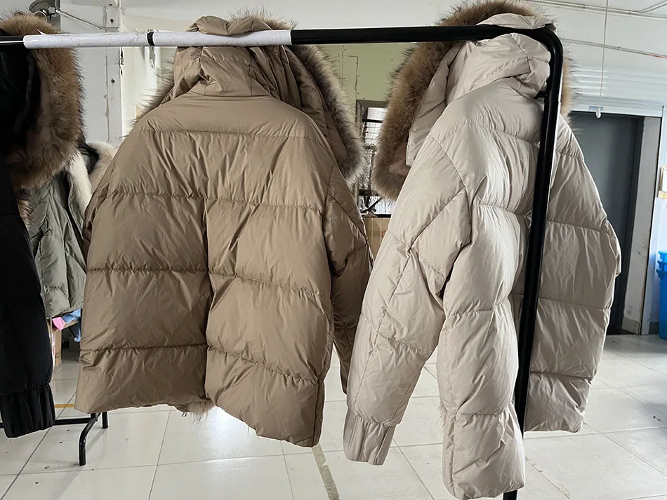 MAOMAOKONG 2026 Winter Women Warm White Duck Down Jacket Natural Real Fox Fur Collar Hood Puffer Coat Thick Luxury Outerwear