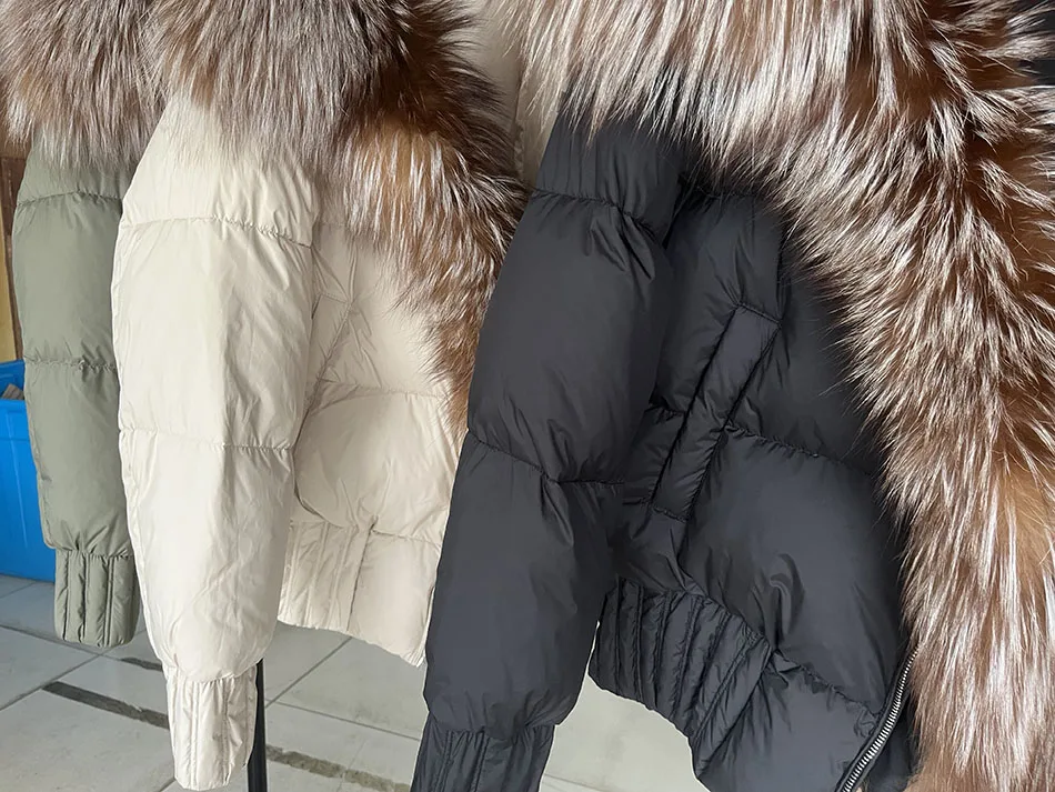 MAOMAOKONG 2026 Winter Women Warm White Duck Down Jacket Natural Real Fox Fur Collar Hood Puffer Coat Thick Luxury Outerwear