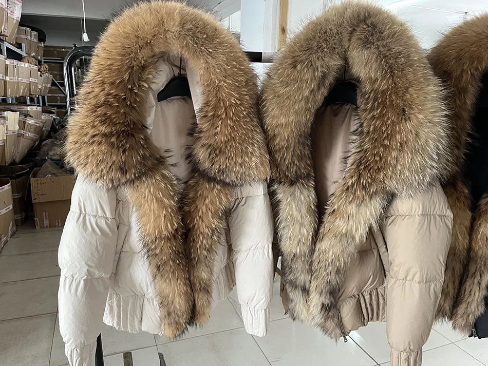 MAOMAOKONG 2026 Winter Women Warm White Duck Down Jacket Natural Real Fox Fur Collar Hood Puffer Coat Thick Luxury Outerwear