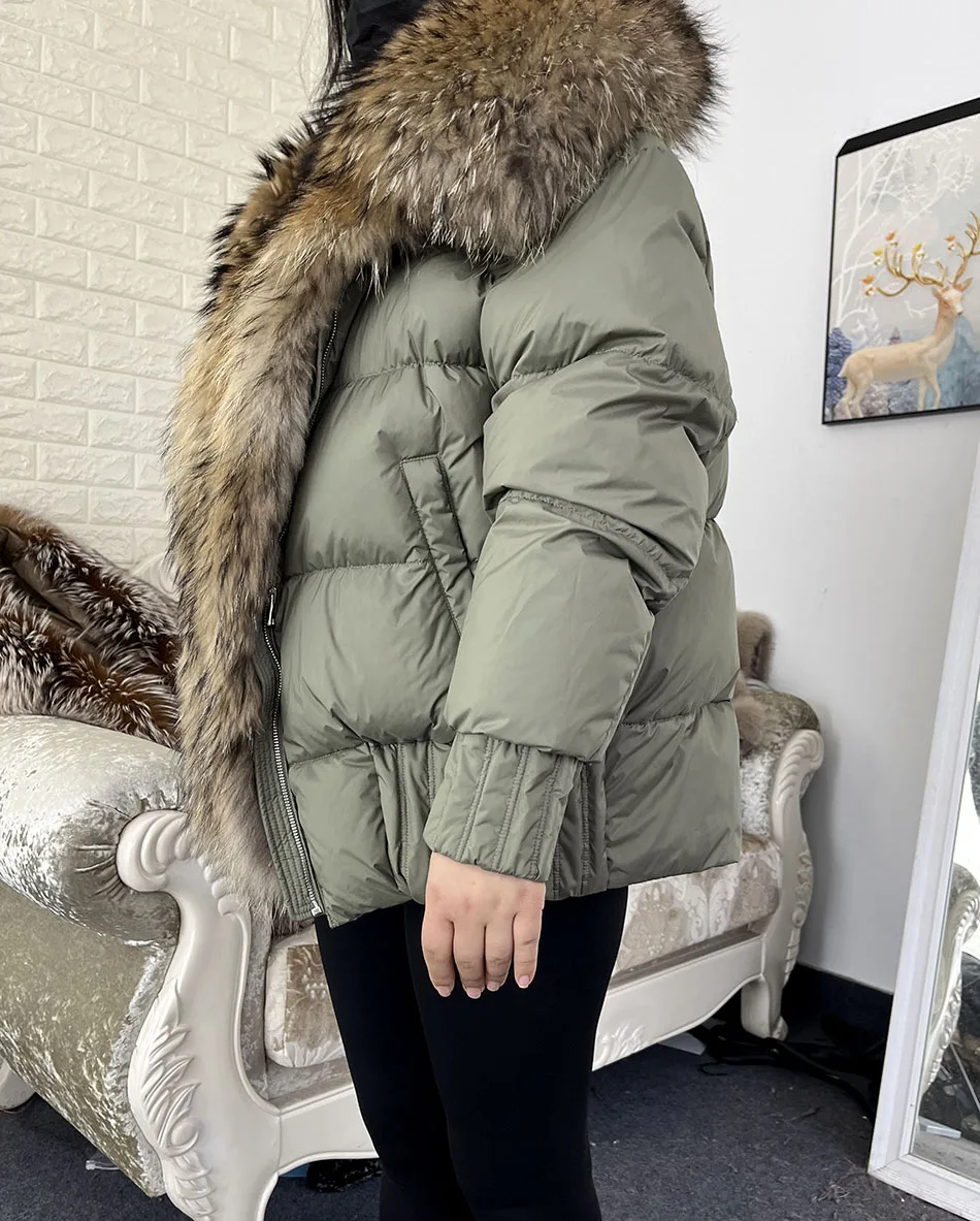 MAOMAOKONG 2026 Winter Women Warm White Duck Down Jacket Natural Real Fox Fur Collar Hood Puffer Coat Thick Luxury Outerwear