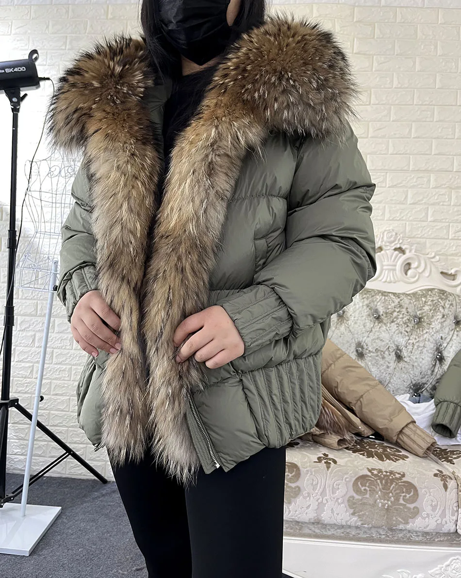 MAOMAOKONG 2026 Winter Women Warm White Duck Down Jacket Natural Real Fox Fur Collar Hood Puffer Coat Thick Luxury Outerwear