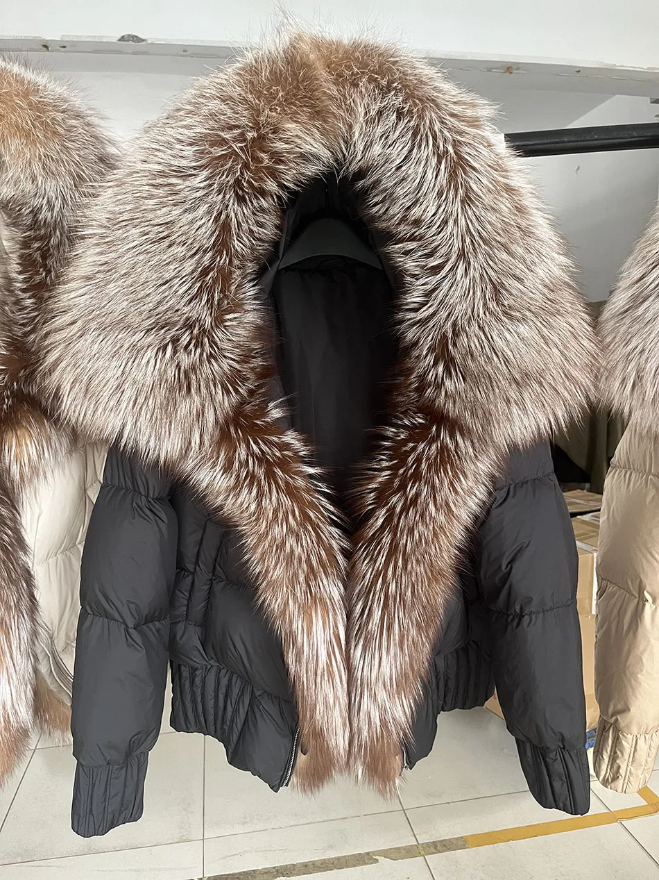 MAOMAOKONG 2026 Winter Women Warm White Duck Down Jacket Natural Real Fox Fur Collar Hood Puffer Coat Thick Luxury Outerwear