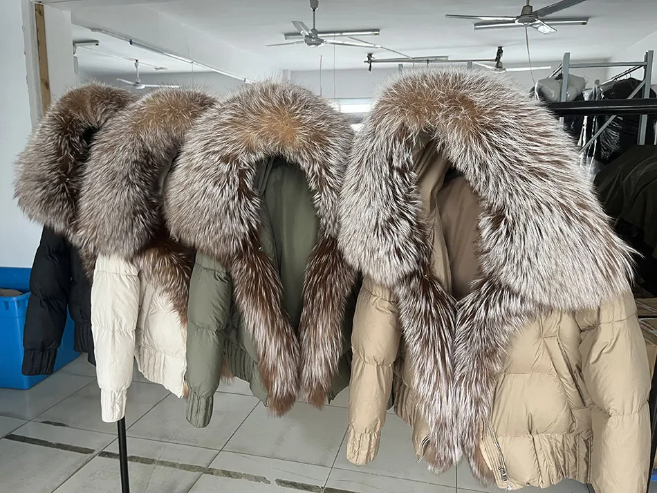 MAOMAOKONG 2026 Winter Women Warm White Duck Down Jacket Natural Real Fox Fur Collar Hood Puffer Coat Thick Luxury Outerwear