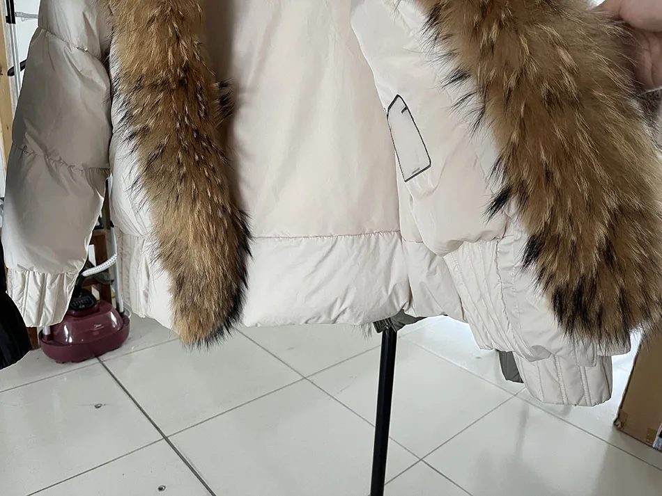 MAOMAOKONG 2026 Winter Women Warm White Duck Down Jacket Natural Real Fox Fur Collar Hood Puffer Coat Thick Luxury Outerwear