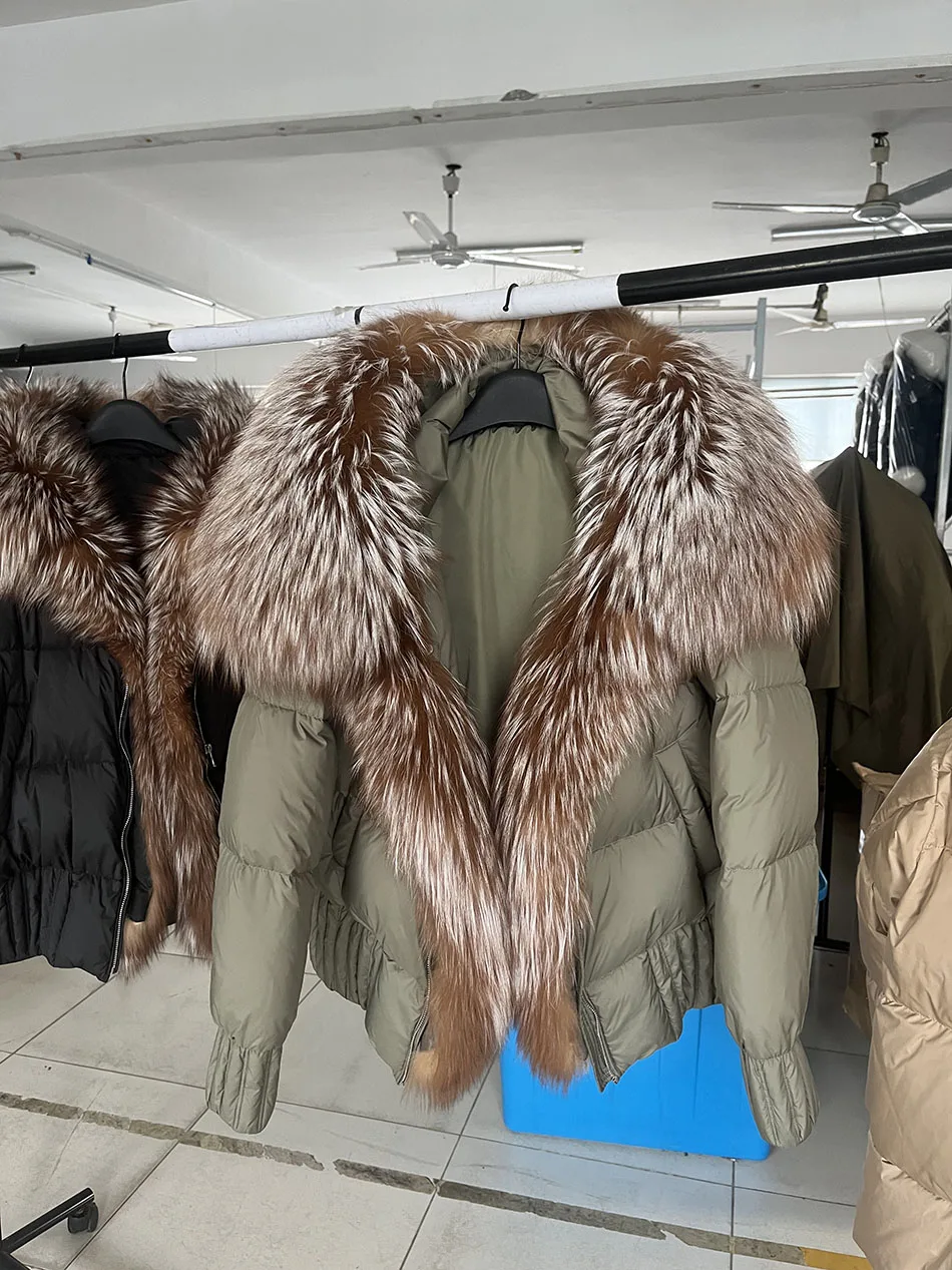 MAOMAOKONG 2026 Winter Women Warm White Duck Down Jacket Natural Real Fox Fur Collar Hood Puffer Coat Thick Luxury Outerwear