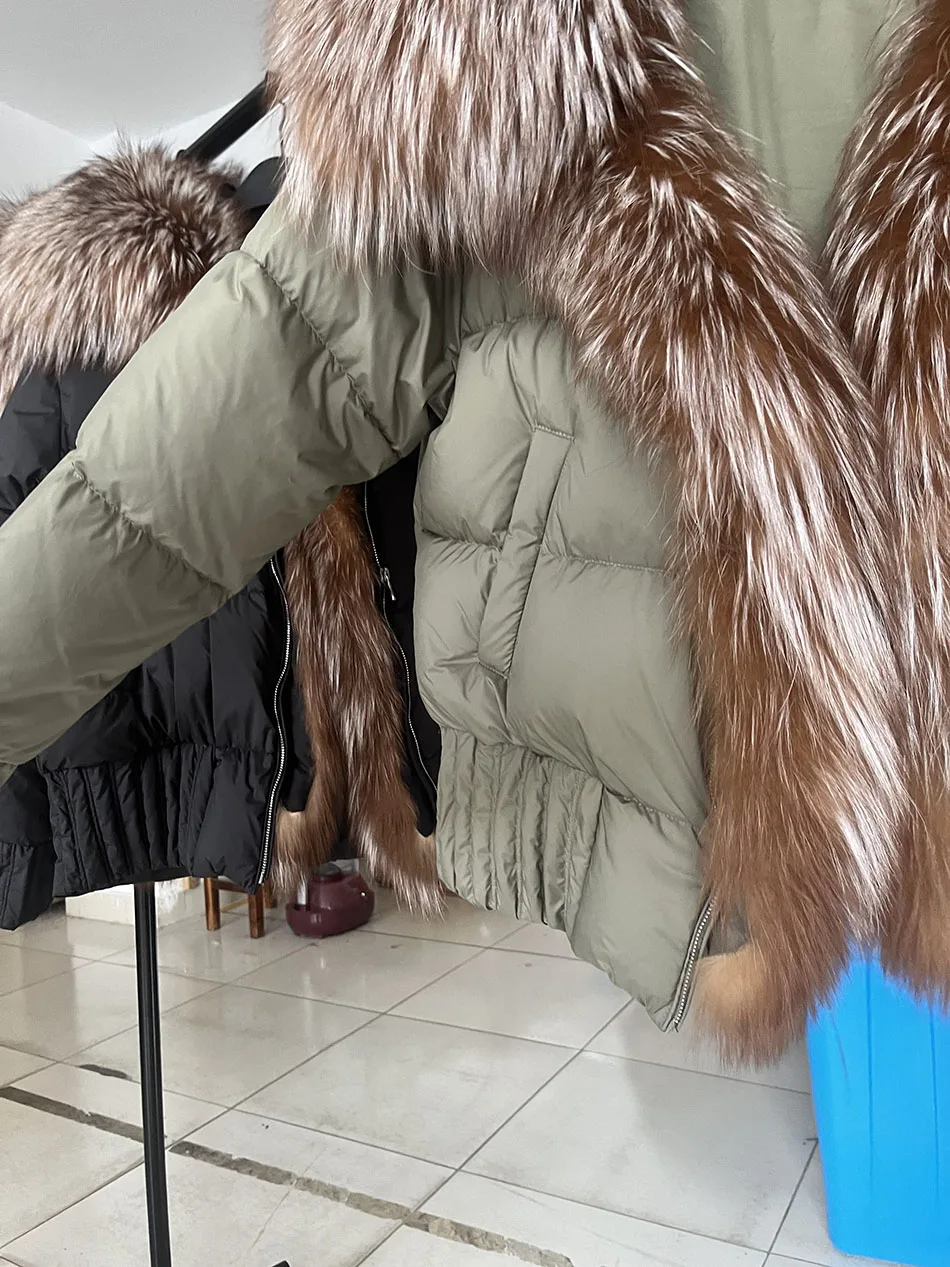 MAOMAOKONG 2026 Winter Women Warm White Duck Down Jacket Natural Real Fox Fur Collar Hood Puffer Coat Thick Luxury Outerwear