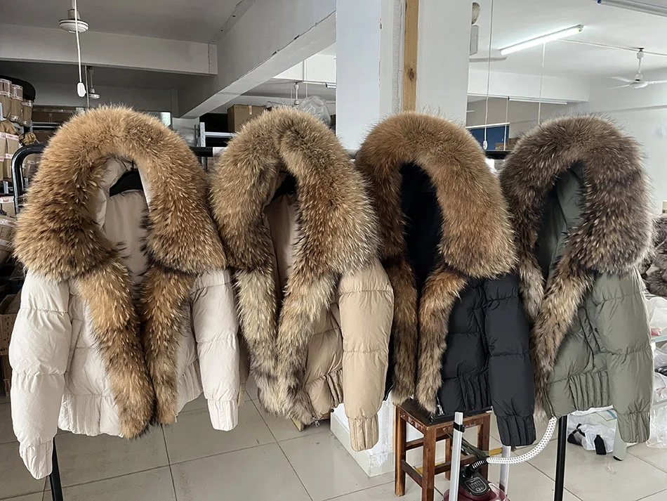 MAOMAOKONG 2026 Winter Women Warm White Duck Down Jacket Natural Real Fox Fur Collar Hood Puffer Coat Thick Luxury Outerwear