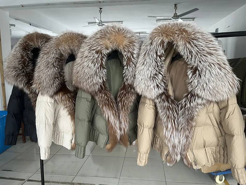 MAOMAOKONG 2026 Winter Women Warm White Duck Down Jacket Natural Real Fox Fur Collar Hood Puffer Coat Thick Luxury Outerwear