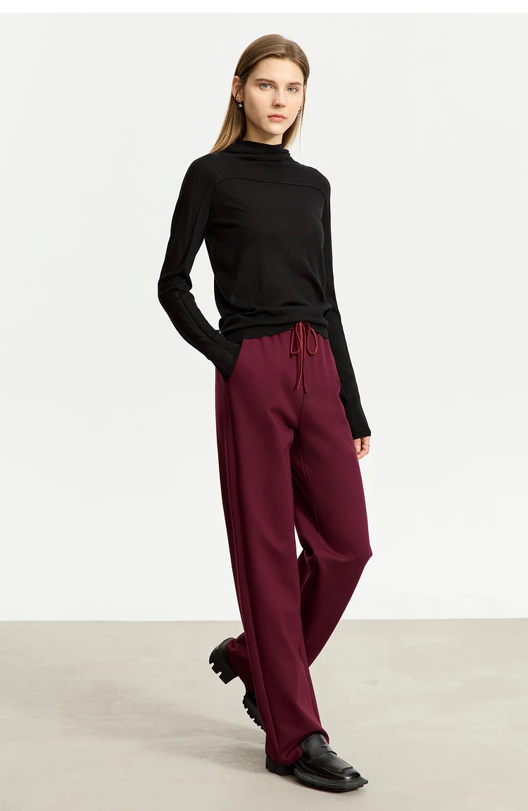 AMII Minimalism Casual Pants for Women 2025 Autumn Wide Leg New Loose Vertical Elastic Waist Drawstring Sporty Trousers 12343338