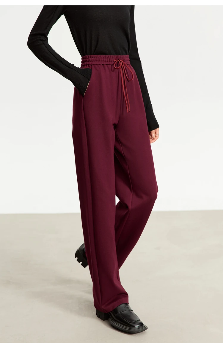 AMII Minimalism Casual Pants for Women 2025 Autumn Wide Leg New Loose Vertical Elastic Waist Drawstring Sporty Trousers 12343338