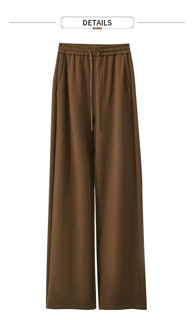 AMII Minimalism Casual Pants for Women 2025 Autumn Wide Leg New Loose Vertical Elastic Waist Drawstring Sporty Trousers 12343338