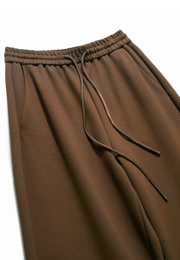 AMII Minimalism Casual Pants for Women 2025 Autumn Wide Leg New Loose Vertical Elastic Waist Drawstring Sporty Trousers 12343338