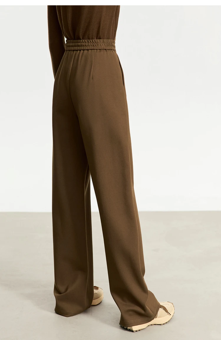 AMII Minimalism Casual Pants for Women 2025 Autumn Wide Leg New Loose Vertical Elastic Waist Drawstring Sporty Trousers 12343338