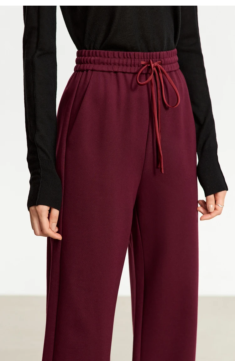 AMII Minimalism Casual Pants for Women 2025 Autumn Wide Leg New Loose Vertical Elastic Waist Drawstring Sporty Trousers 12343338