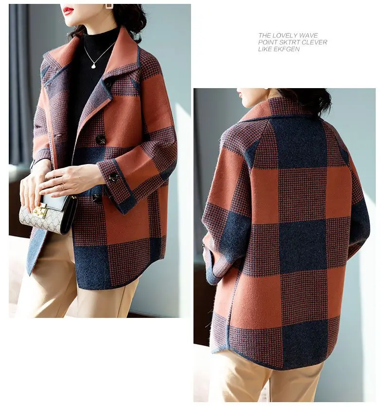 Middle aged Mother's Autumn Fashion Top 2023 New Fashion Women's Spring and Autumn Sweater Coat Female cardigan Plaid Jacket