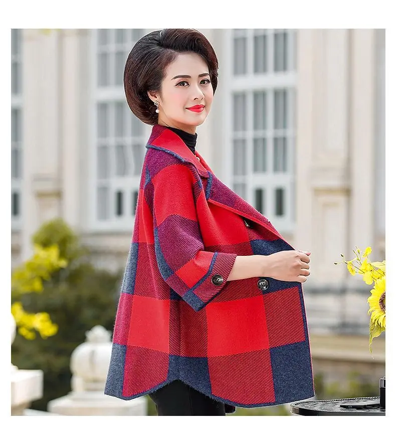 Middle aged Mother's Autumn Fashion Top 2023 New Fashion Women's Spring and Autumn Sweater Coat Female cardigan Plaid Jacket