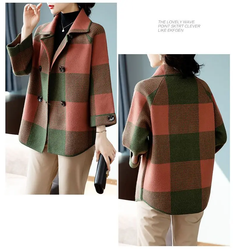 Middle aged Mother's Autumn Fashion Top 2023 New Fashion Women's Spring and Autumn Sweater Coat Female cardigan Plaid Jacket