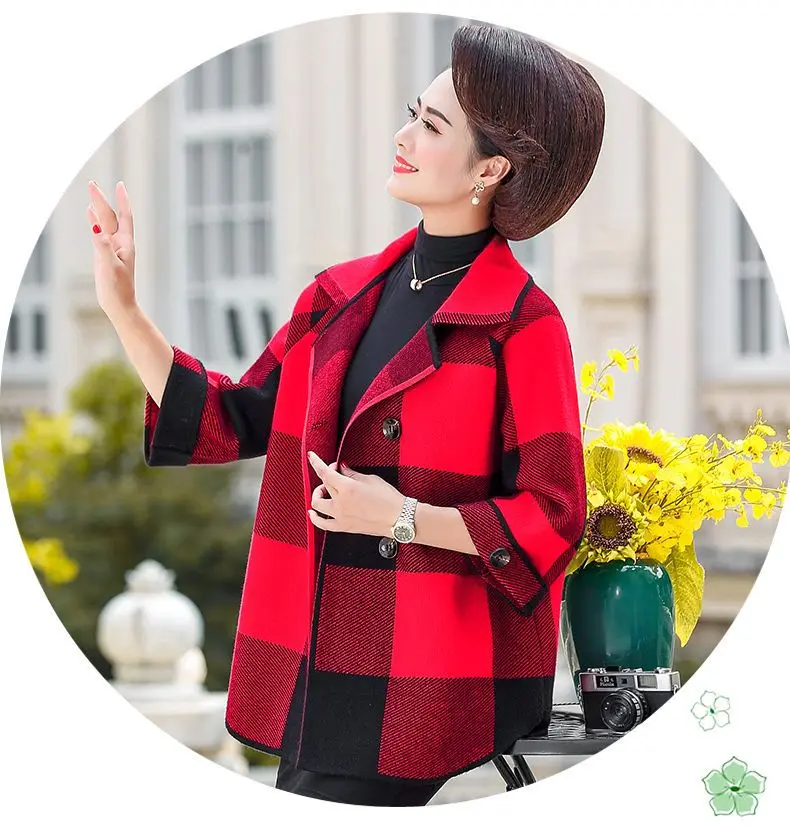 Middle aged Mother's Autumn Fashion Top 2023 New Fashion Women's Spring and Autumn Sweater Coat Female cardigan Plaid Jacket