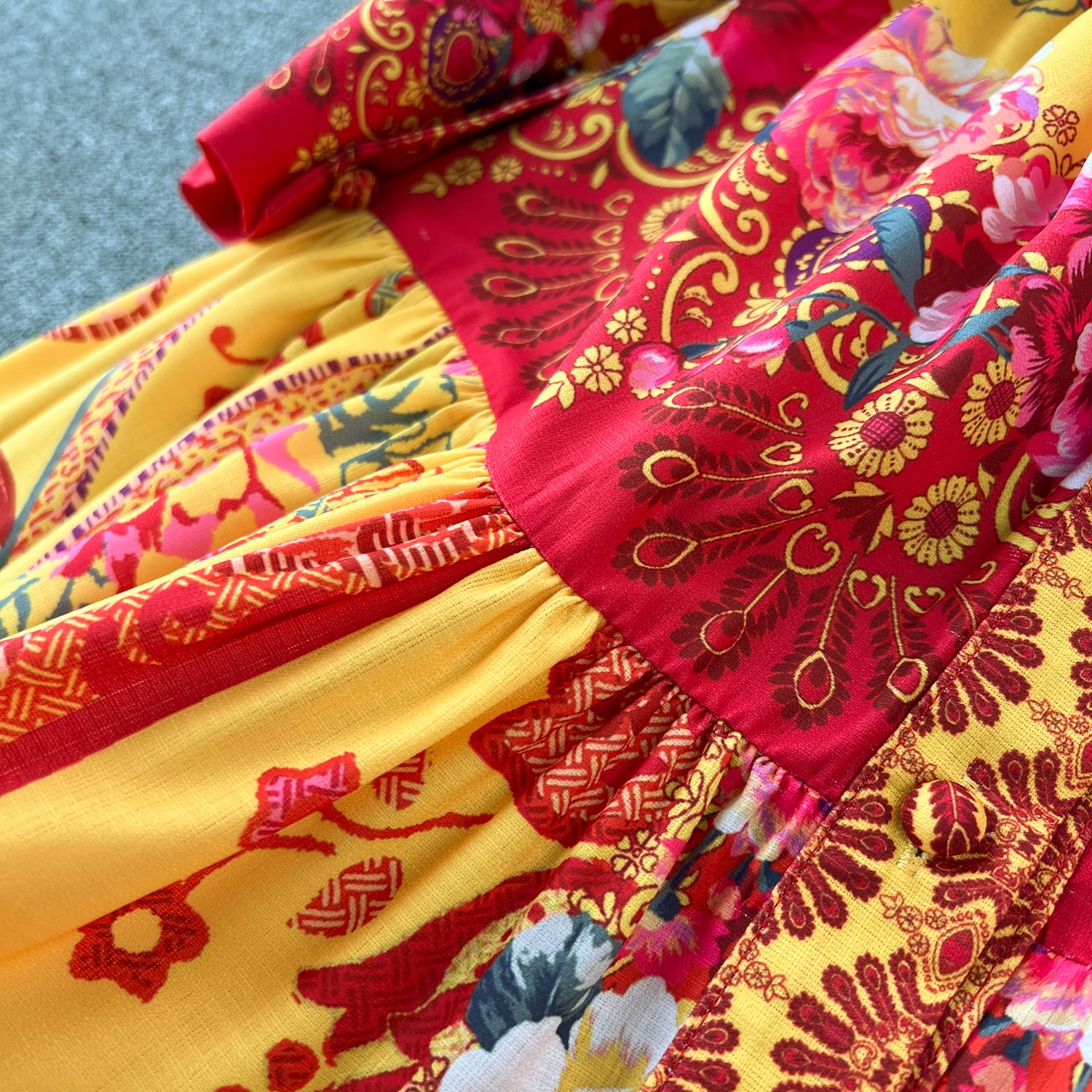 Spring Holiday Floral Print Linen Robe Long Sleeve Stand A-Line Belt Beach Party Dress Single Breasted Women Maxi Clothes 2069