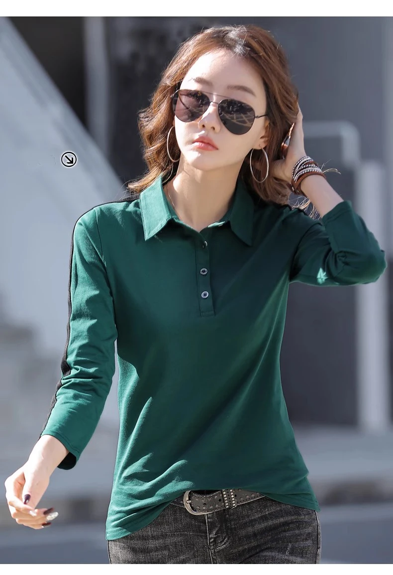European Station Long sleeved T-shirt Women's Summer New Fashion Light Luxury Pure Cotton Polo Neck Casual Large Size Loose Top