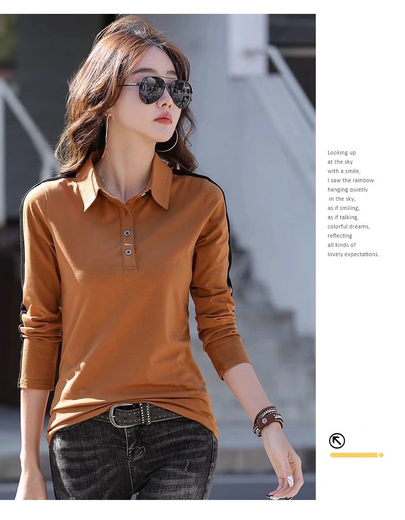 European Station Long sleeved T-shirt Women's Summer New Fashion Light Luxury Pure Cotton Polo Neck Casual Large Size Loose Top