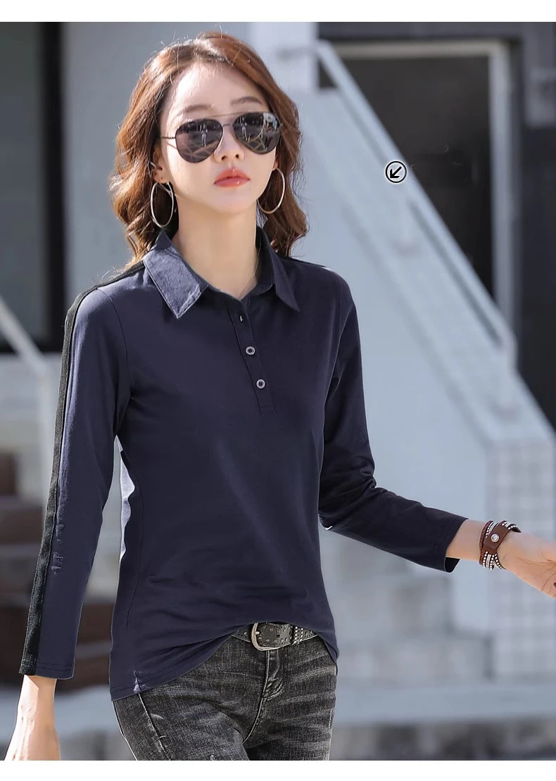 European Station Long sleeved T-shirt Women's Summer New Fashion Light Luxury Pure Cotton Polo Neck Casual Large Size Loose Top