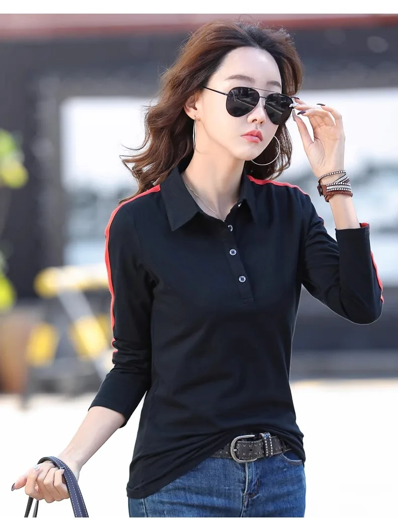 European Station Long sleeved T-shirt Women's Summer New Fashion Light Luxury Pure Cotton Polo Neck Casual Large Size Loose Top