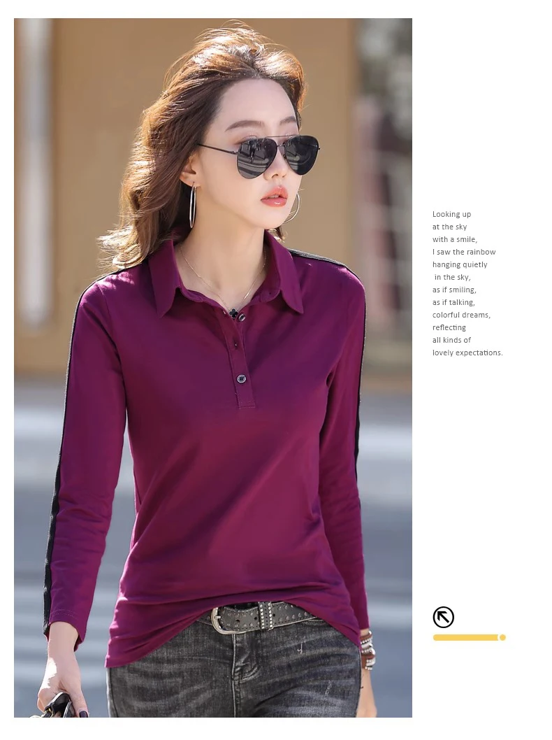 European Station Long sleeved T-shirt Women's Summer New Fashion Light Luxury Pure Cotton Polo Neck Casual Large Size Loose Top