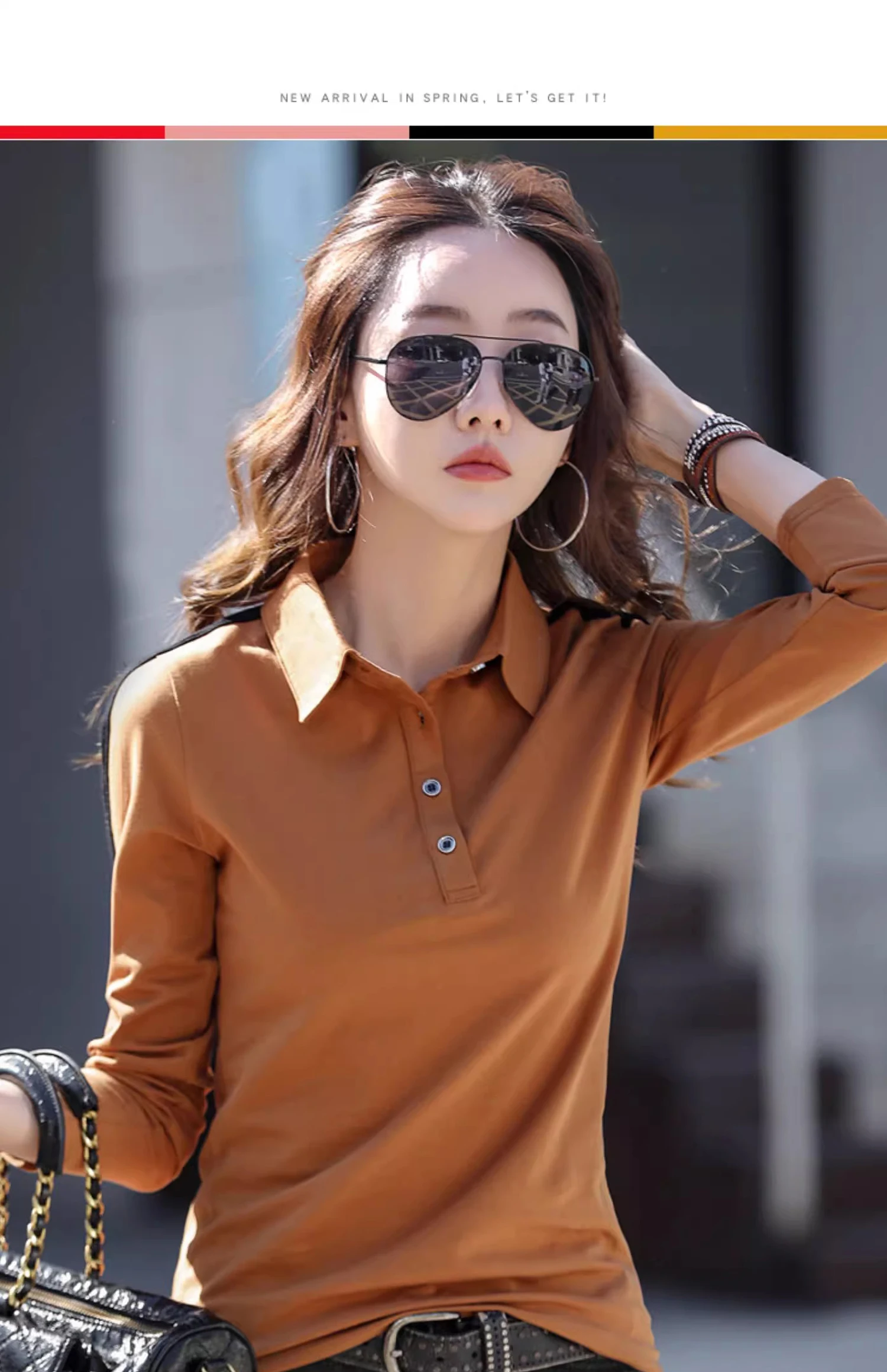 European Station Long sleeved T-shirt Women's Summer New Fashion Light Luxury Pure Cotton Polo Neck Casual Large Size Loose Top
