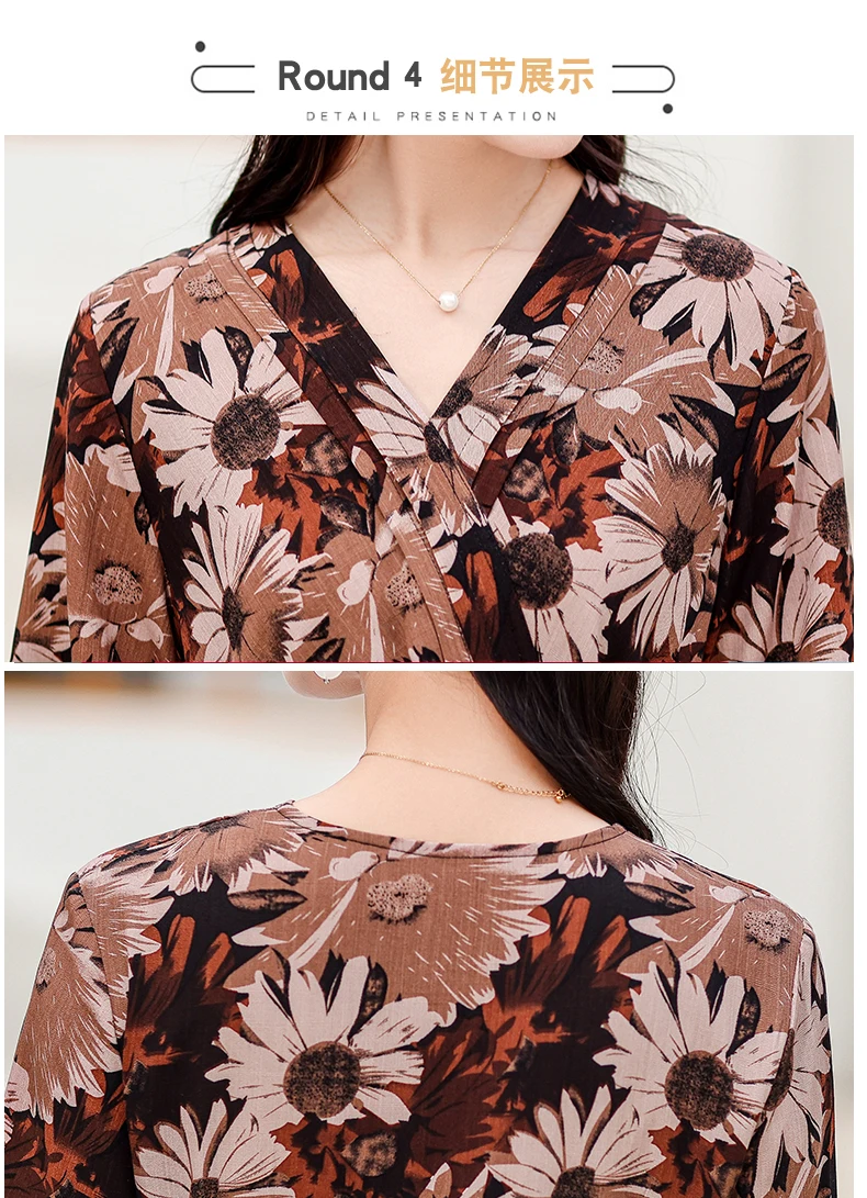 New Casual 2024 Women summer Dress Floral Print short Sleeve FashionElegant Vintage O-Neck Plus size Dresses