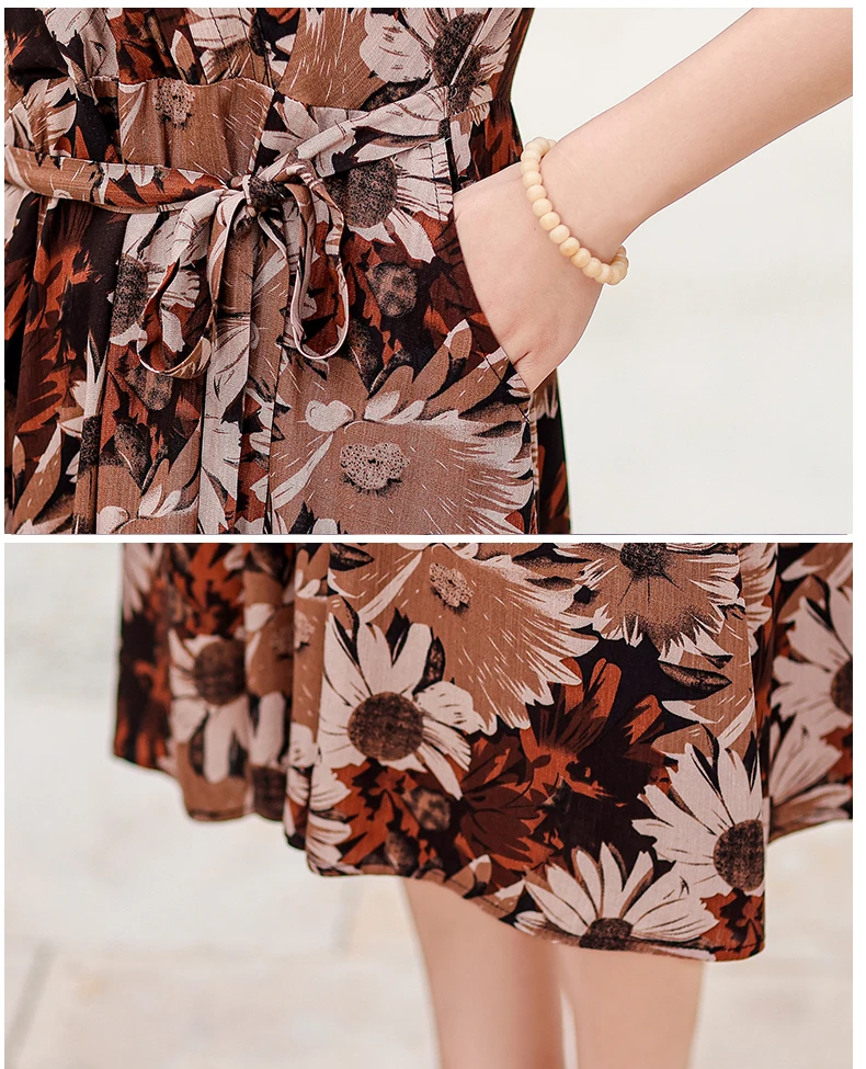 New Casual 2024 Women summer Dress Floral Print short Sleeve FashionElegant Vintage O-Neck Plus size Dresses