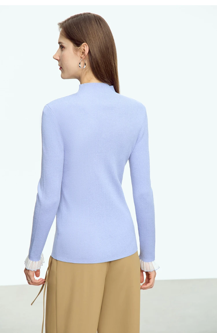 AMII Minimalism Mock Neck Sweaters Women 2024 Autumn New Slim Fit Knit Top Long Sleeve Female Wool Pullovers Sweater 12443251