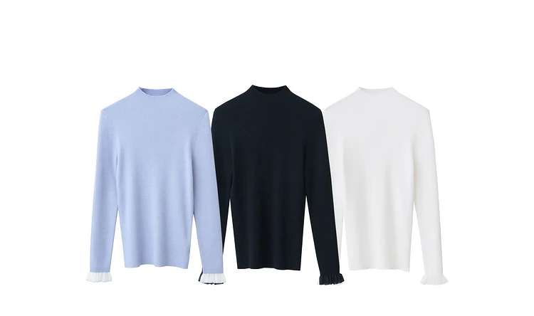 AMII Minimalism Mock Neck Sweaters Women 2024 Autumn New Slim Fit Knit Top Long Sleeve Female Wool Pullovers Sweater 12443251