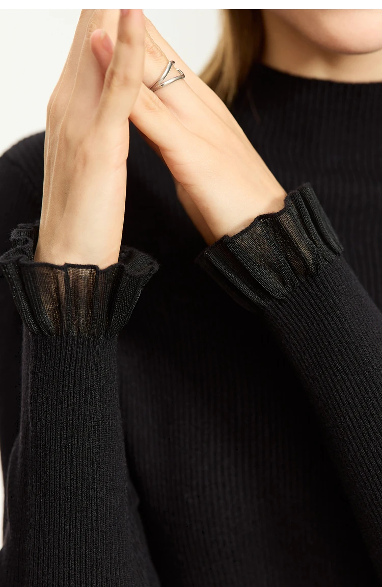 AMII Minimalism Mock Neck Sweaters Women 2024 Autumn New Slim Fit Knit Top Long Sleeve Female Wool Pullovers Sweater 12443251