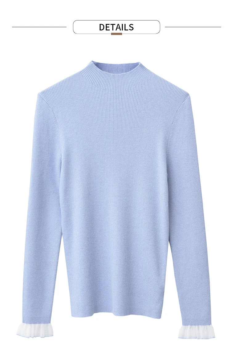 AMII Minimalism Mock Neck Sweaters Women 2024 Autumn New Slim Fit Knit Top Long Sleeve Female Wool Pullovers Sweater 12443251