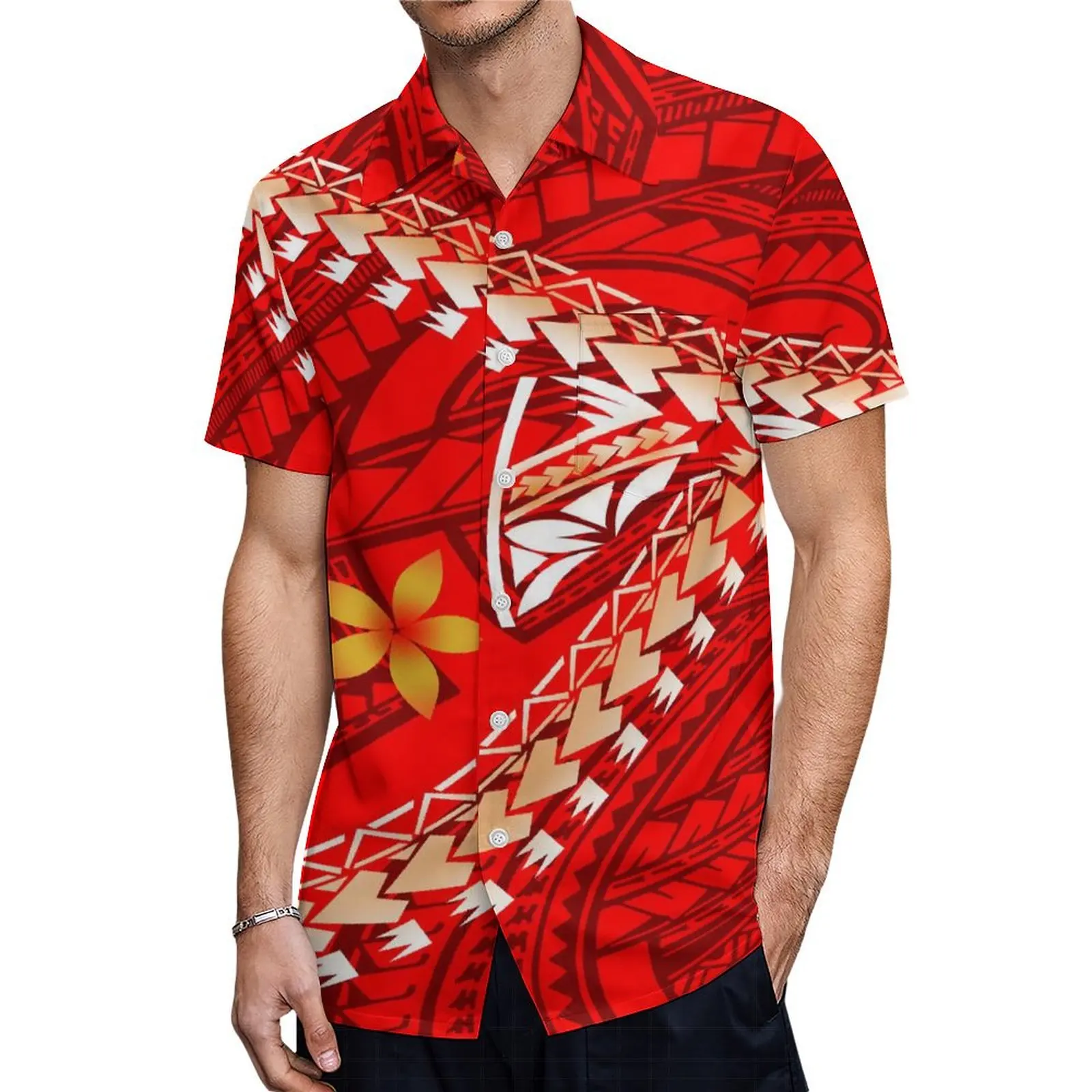 Summer Ladies One-Shoulder Long Dress Slim Fishtail Skirt Men'S Shirt Polynesian Couple Set Custom Tribal Floral Print