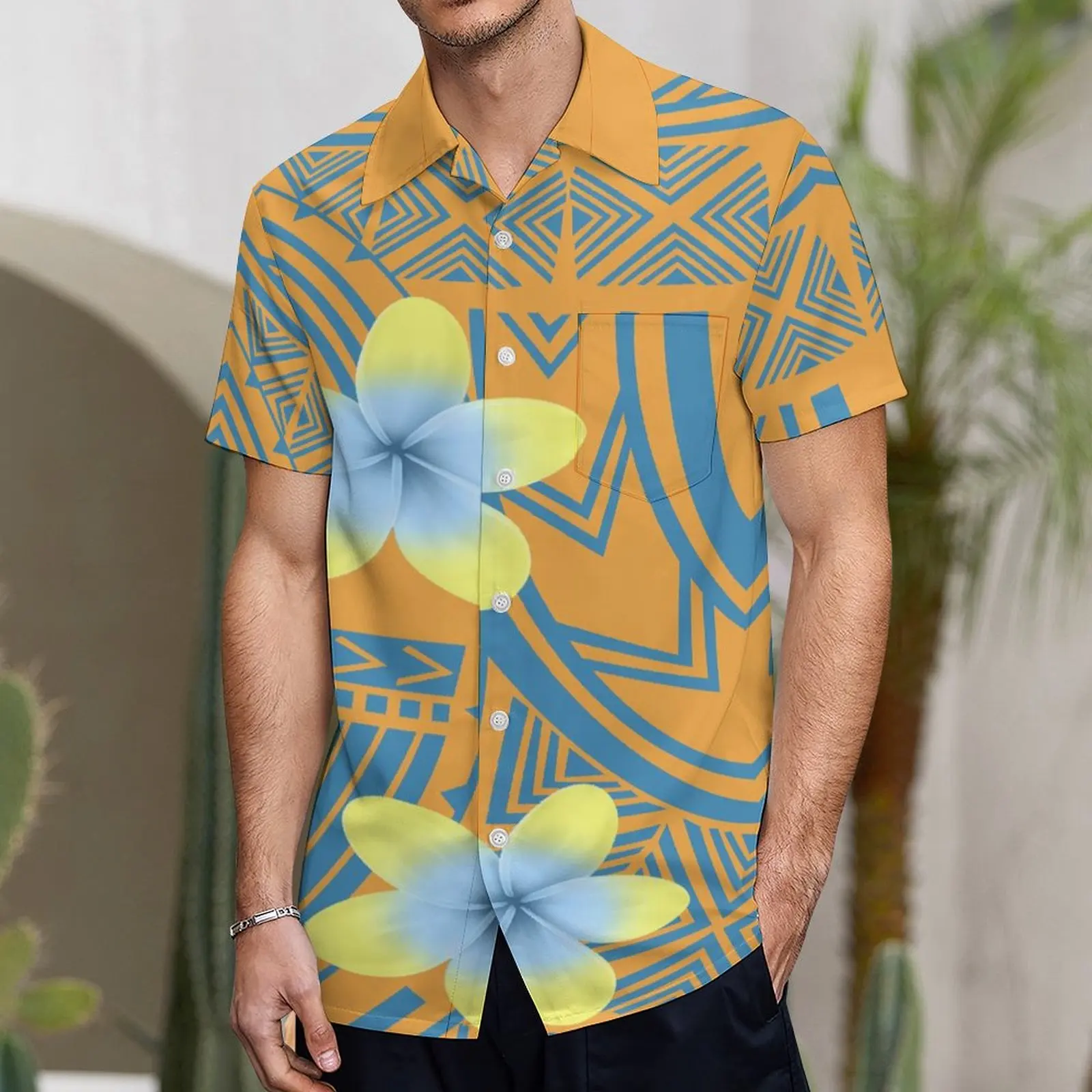 Summer Ladies One-Shoulder Long Dress Slim Fishtail Skirt Men'S Shirt Polynesian Couple Set Custom Tribal Floral Print