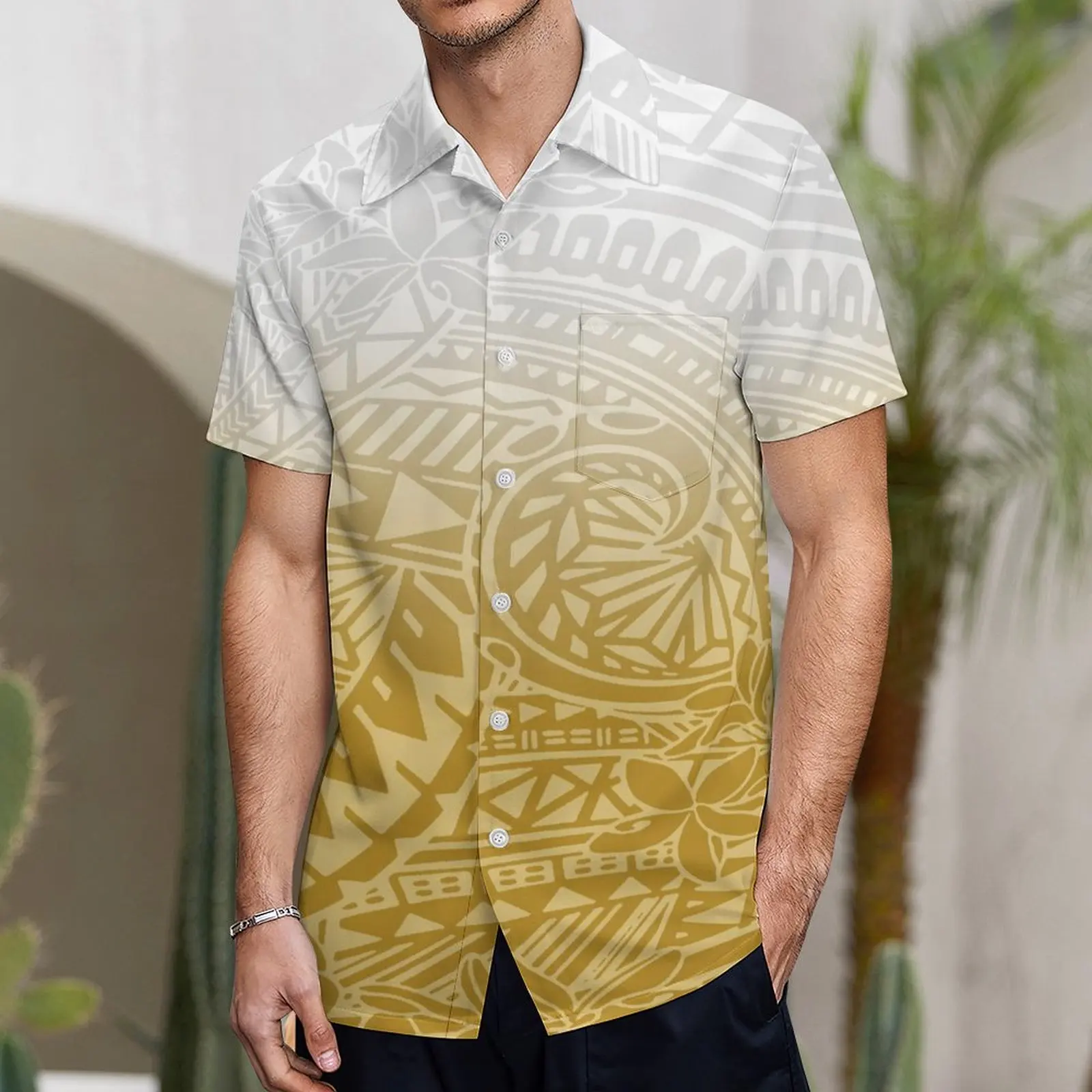 Summer Ladies One-Shoulder Long Dress Slim Fishtail Skirt Men'S Shirt Polynesian Couple Set Custom Tribal Floral Print